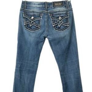 Miss Me Jeans Irene Straight Leg flap Pocket Jeans Blue 28